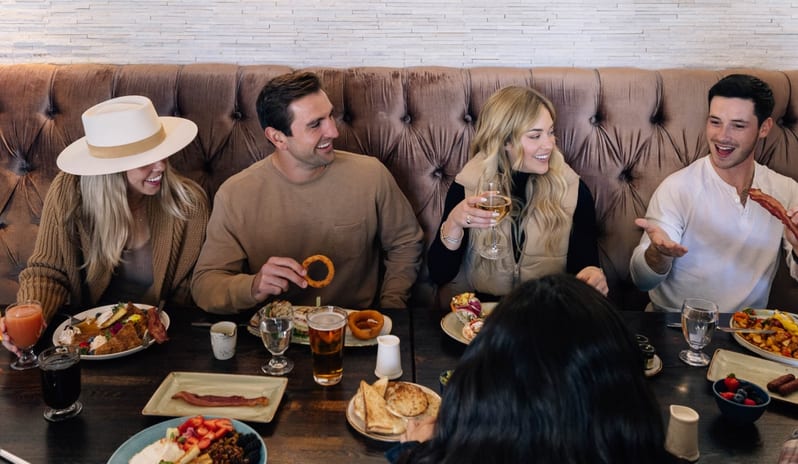 Friends dining together